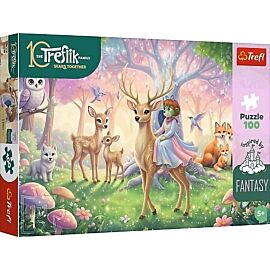 Puzzle 100 Inspired By Fantasy Zwierzęta z magicznego lasu Rodzina Treflików 16577