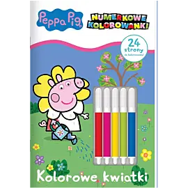 Peppa Pig. Numerkowe kolorowanki. Kolorowe kwiatki