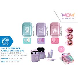 Błyszczyk 3w1 do ust oczu policzków brokatowy WoW Generation WOW00133 mix wzorów