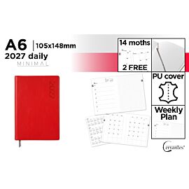 Kalendarz 2027 książkowy minimal A6 czerwony