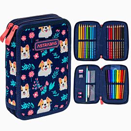 Piórnik 2-komorowy z wyposażeniem Astrabag Dear Puppy